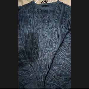 Vintage 90s 3D Knit Coogi Style Pull Over Blue Sweater Size Xl